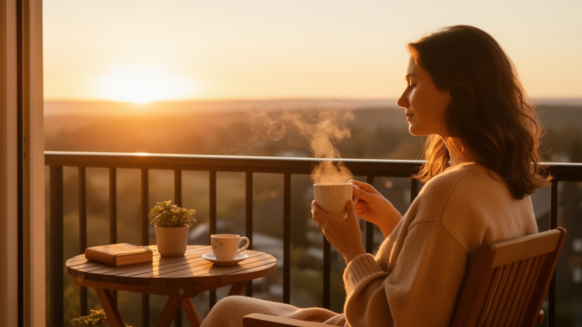 A quiet morning coffee ritual beside a window